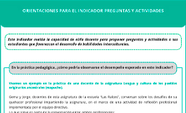 Orientaciones para el indicador Preguntas y actividades