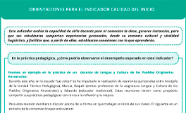 Orientaciones para el indicador Calidad del inicio