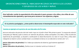 Orientaciones para el indicador Reconocimiento a los logros y esfuerzos de los niños y niñas